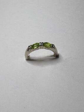 Sterling Peridot Natural Two-Stone 925 Silver Designer Ring - Vintage.